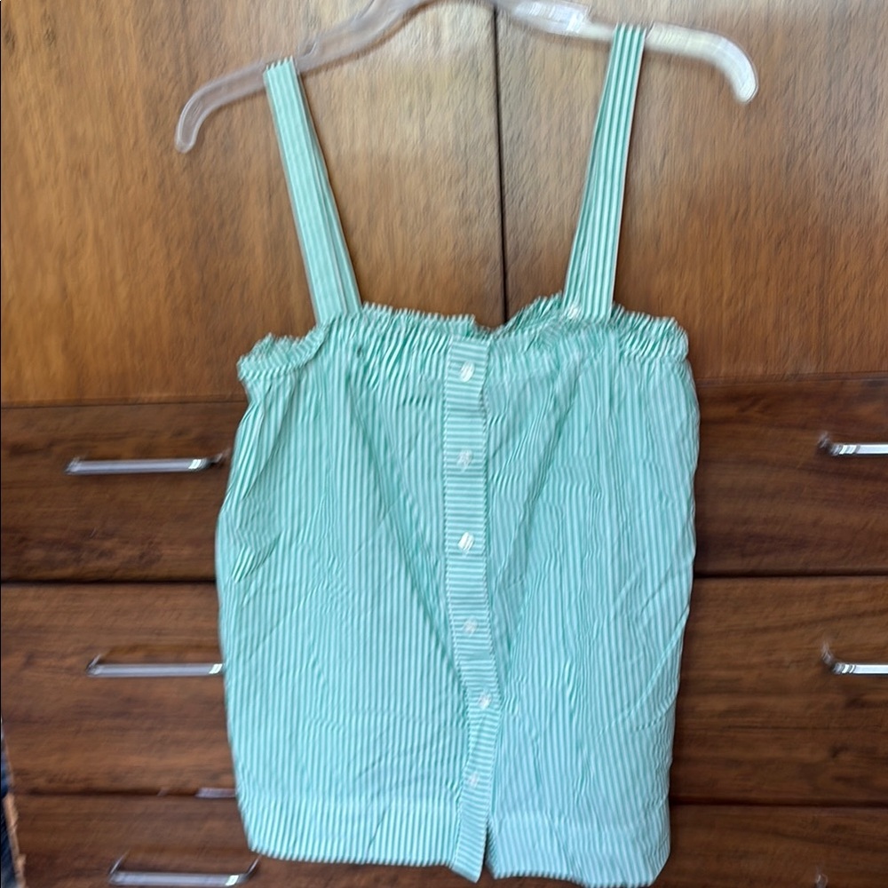 Candy Mint Green Striped Cotton Women's Top J Crew 2